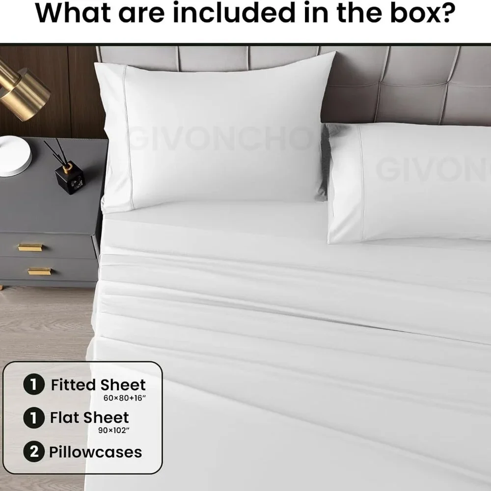 Queen Sz Sheet Set 4 Pc Fitted and Flat sheets 2 Pillowcases X004702LMP - Picture 7 of 8